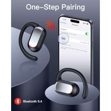 TAGRY Open Ear Headphones Bluetooth 5.4 Earbuds 48Hrs Playtime Wireless Ear Buds with Earhook Mic Stereo Sound Earphones with 16mm Speaker Air Conduction Earbud for Sport Fitness Workout Running Black