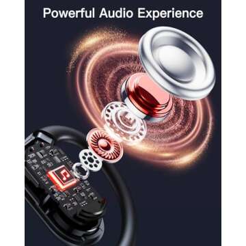 TAGRY Open Ear Headphones Bluetooth 5.4 Earbuds 48Hrs Playtime Wireless Ear Buds with Earhook Mic Stereo Sound Earphones with 16mm Speaker Air Conduction Earbud for Sport Fitness Workout Running Black