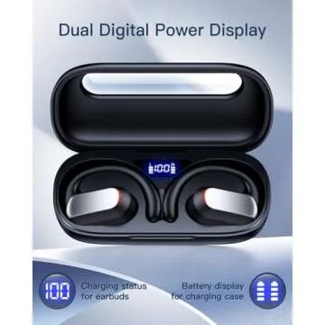 TAGRY Open Ear Headphones Bluetooth 5.4 Earbuds 48Hrs Playtime Wireless Ear Buds with Earhook Mic Stereo Sound Earphones with 16mm Speaker Air Conduction Earbud for Sport Fitness Workout Running Black