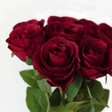 Tinsow Artificial Roses Flowers with 8 Heads for Flower Arrangement, Silk Latex Rose Bouquet for Home Decoration, Faux Roses for Valentine's Day Parties and Wedding Decoration (Red, 8)