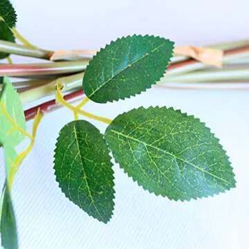 Tinsow Artificial Roses Flowers with 8 Heads for Flower Arrangement, Silk Latex Rose Bouquet for Home Decoration, Faux Roses for Valentine's Day Parties and Wedding Decoration (Red, 8)