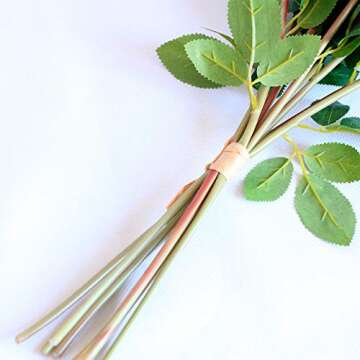 Tinsow Artificial Roses Flowers with 8 Heads for Flower Arrangement, Silk Latex Rose Bouquet for Home Decoration, Faux Roses for Valentine's Day Parties and Wedding Decoration (Red, 8)