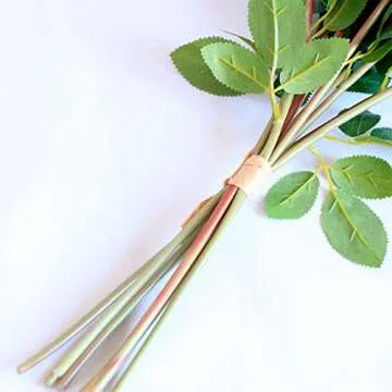 Tinsow Artificial Roses Flowers with 8 Heads for Flower Arrangement, Silk Latex Rose Bouquet for Home Decoration, Faux Roses for Valentine's Day Parties and Wedding Decoration (Red, 8)