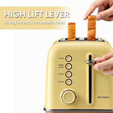 BUYDEEM Retro 2-Slice Toaster, Bagel & Muffin Function