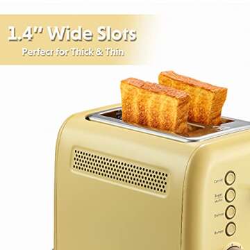 BUYDEEM Retro 2-Slice Toaster, Bagel & Muffin Function