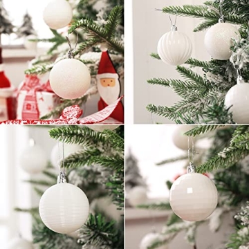 Brizled White Christmas Baubles - 34pc Shatterproof Ornaments