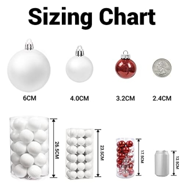 Brizled White Christmas Baubles - 34pc Shatterproof Ornaments