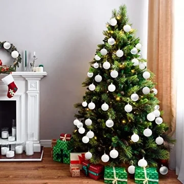 Brizled White Christmas Baubles - 34pc Shatterproof Ornaments