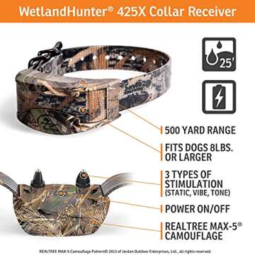 SportDOG Brand 425 Remote Trainers - 500 Yard Range E-Collar with Static, Vibrate and Tone - Waterproof, Rechargeable - Camouflage Dog Training Collar