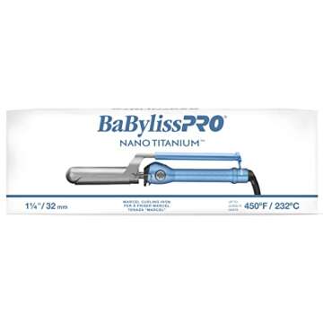 BaBylissPRO Nano Titanium 1 1/4 inch Curling Iron for Loose Curls & Beach Waves, Marcel Professional...