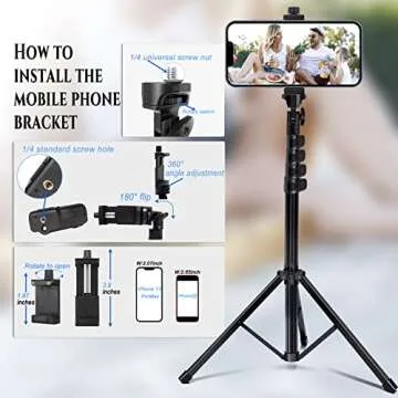 60 Inch Phone Tripod Stand - Perfect for Photos & Videos