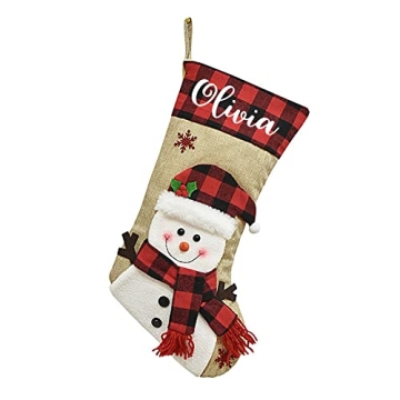 Personalized Christmas Stockings with Name - Festive Deer Gnome Santa Designs