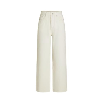 CIDER Yoney Denim Solid Straight Leg Jeans: Ivory, XXS - High-Rise Comfort & Style