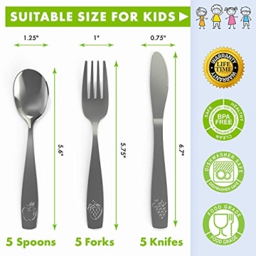 Stainless Steel Kids Silverware Set - Safe Child Cutlery
