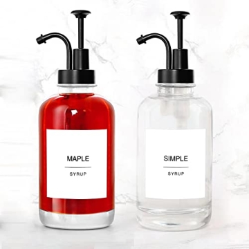 Elegant Glass Syrup Dispenser Set with Labels