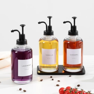 Elegant Glass Syrup Dispenser Set with Labels