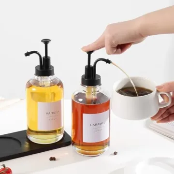 Elegant Glass Syrup Dispenser Set with Labels
