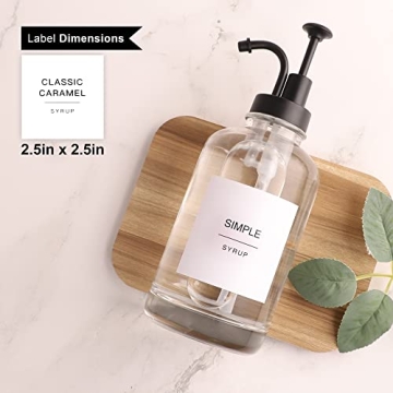 Elegant Glass Syrup Dispenser Set with Labels