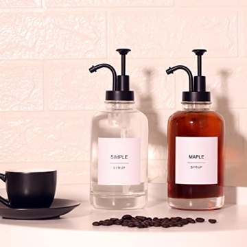 Elegant Glass Syrup Dispenser Set with Labels