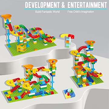 Anpcso 2-in-1 Kids Toys for 2 3 4 5 6 7 + Year Old Boys Girls Toddlers Upgrade Classic Big Bricks Marble Run Building Blocks, Toss Ring Games Compatible with All Major Brands for Christmas Birthday