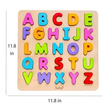 Wooden Alphabet Puzzle Toys, ABC Letter & Number Puzzle for Toddlers 18+ Months Old, Preschool Learning Toys for Kids, Educational Name Puzzle Gift for Boys and Girls (Alphabet Puzzle)