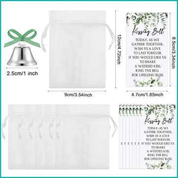 Wedding Party Favors Including Wedding Bells with Cards and Carry Bags Mini Silver Kissing Bells Wed...