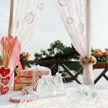 Wedding Party Favors Including Wedding Bells with Cards and Carry Bags Mini Silver Kissing Bells Wedding Reception Supplies (300 Pieces)