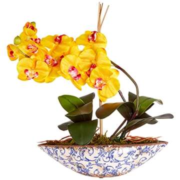 Nearly Natural Phalaenopsis Orchid Arrangement for Home Decor