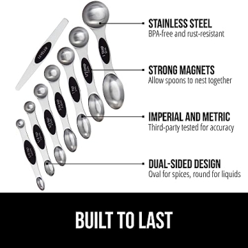 8 Piece Magnetic Stainless Steel Measuring Spoon Set