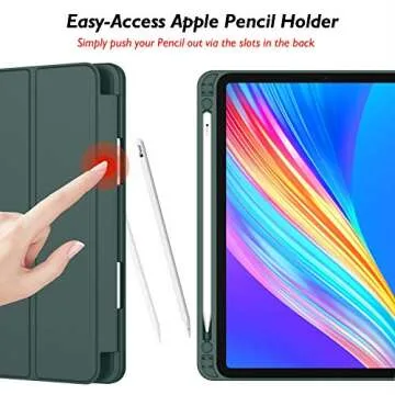 iMieet New iPad Pro 12.9 Case 2022(6th Gen)/2021(5th Gen) with Pencil Holder [Support iPad 2nd Pencil Charging/Pair],Trifold Stand Smart Case with Soft TPU Back,Auto Wake/Sleep(New Midnight Green)