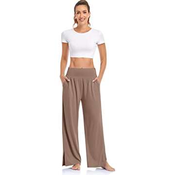Comfortable UEU Women's Wide Leg Yoga Pants - Perfect for Workouts and Lounging