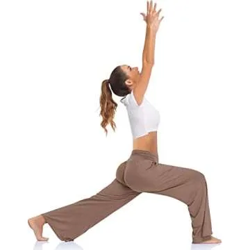 UEU Women's High Waisted Wide Leg Yoga Pants with Pockets