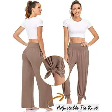 UEU Women's High Waisted Wide Leg Yoga Pants with Pockets