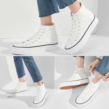FRACORA Women's High Top Canvas Platform Sneakers Online Sale