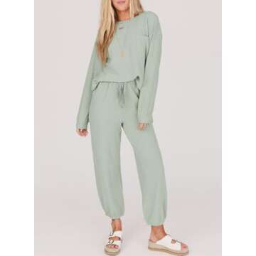 SHEWIN Women's Cozy Waffle Lounge Set - Spring Fashion 2025
