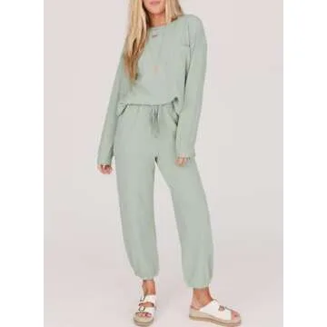SHEWIN Women's Cozy Waffle Lounge Set - Spring Fashion 2025