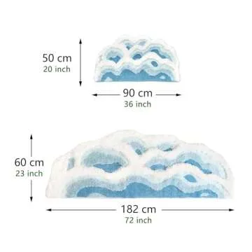 ZSHIFANG 2x6 feet Shag 3D Stereo Wave Moss Bedside Rug 23"×72" Cute Navy Blue Runner Rug Non Slip W...