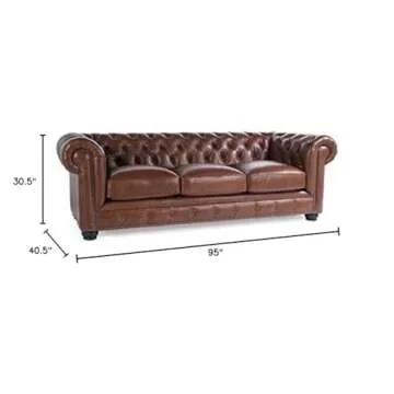 Elegant Bowery Hill Chesterfield Sofa in Chestnut Finish