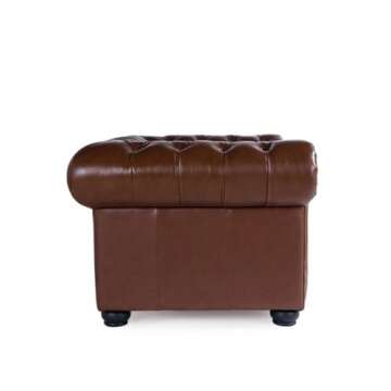 Elegant Bowery Hill Chesterfield Sofa in Chestnut Finish