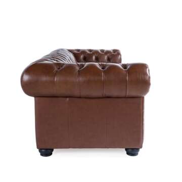 Elegant Bowery Hill Chesterfield Sofa in Chestnut Finish