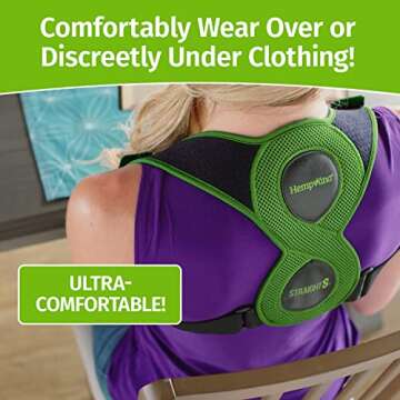 Hempvana Straight 8 Fully Adjustable Lightweight Posture Corrector, AS-SEEN-ON-TV, Helps Relieve Back Strain, Slouching & Text Neck, Moisture-Wicking Hemp Fibers, Eight Points of Support, Unisex