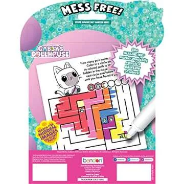 Bendon Imagine Ink Coloring Game Book, Magic Ink Pictures, Mess Free Marker (Gabby's Dollhouse)