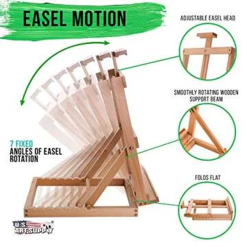 U.S. Art Supply Venice Heavy Duty Tabletop Wooden H-Frame Studio Easel - Artists Adjustable Beechwood Painting and Display Easel, Holds Up to 23" Canvas, Portable Sturdy Table Desktop Holder Stand