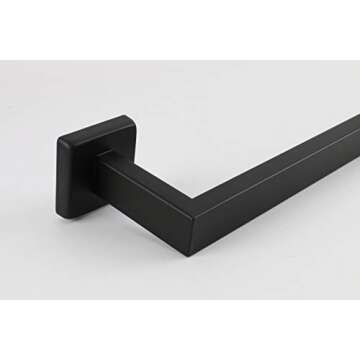 TocTen Bath Towel Rack - Square Base Thicken SUS304 Stainless Steel Towel Bar for Bathroom, Bathroom Accessories Towel Rod Heavy Duty Wall Mounted Towel Holder. (Black, 24)