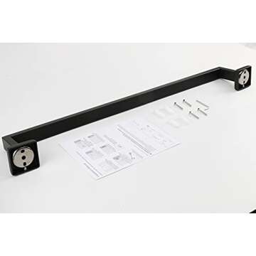 TocTen Bath Towel Rack - Square Base Thicken SUS304 Stainless Steel Towel Bar for Bathroom, Bathroom Accessories Towel Rod Heavy Duty Wall Mounted Towel Holder. (Black, 24)