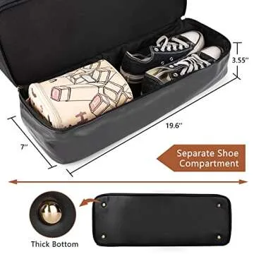 MyMealivos Canvas Weekender Bag, Overnight Travel Carry On Duffel with Shoe Pouch (Solid Black)