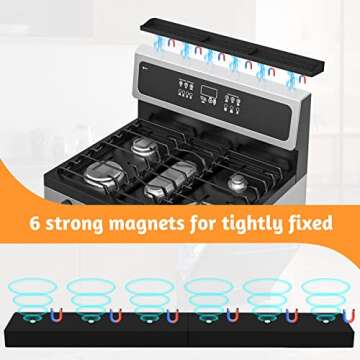 30 Inch Silicone Stove Top Shelf Magnetic for Kitchen Gadgets, Soft Flexible Strong Magnetic Heat Resistant Spice Rack Kitchen Organizer for Over Stove