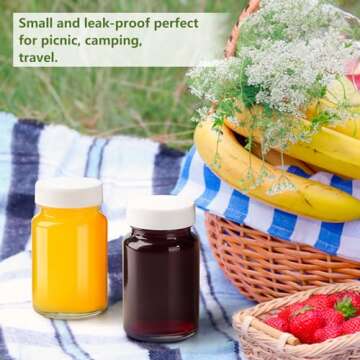 BPFY 12 Pack 2 oz Reusable Small Glass Bottles with Lids, Wellness Shots Bottles for Juicing, Ginger, Mini Glass Jars with Caps, Label, Pen