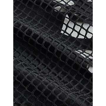 SHENHE Women's Cut Out See Through Mesh Crewneck Sexy Fitted Club Crop Tank Top Black S