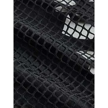 SHENHE Women's Cut Out See Through Mesh Crewneck Sexy Fitted Club Crop Tank Top Black S